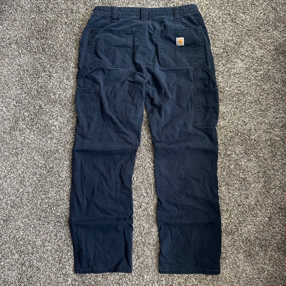 Carhartt Canvas Work Pants size 6 Short Navy Rugged Flex Loose Fit BN2080-W